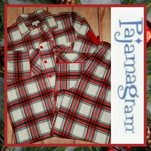 pajamagram Other - Men's Red White Plaid 2-pc Fleece Flannel Pajamas